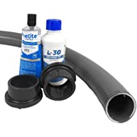 well2wellness® Juego de reparación de PVC y piezas de repuesto con manguera flexible de 1 m de 50 mm.